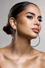 Zaida | Silver Diamante Hoop Earrings