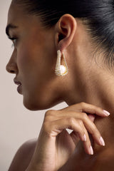 Lumen | Gold Diamante Pearl Statement Earrings