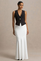 Lilah | Cream Satin Maxi Skirt