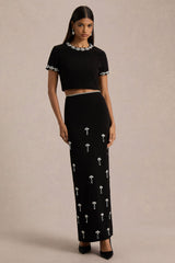Salma | Black Hand-Embellished Top