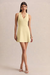 Raya | Lemon Plunge-Neck Mini Dress