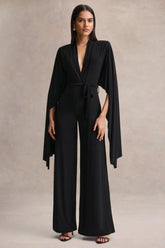 Laurina | Black Plunge-Neck Jumpsuit