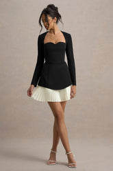 Lysette | Black Sweetheart Long-Sleeve Mini Dress