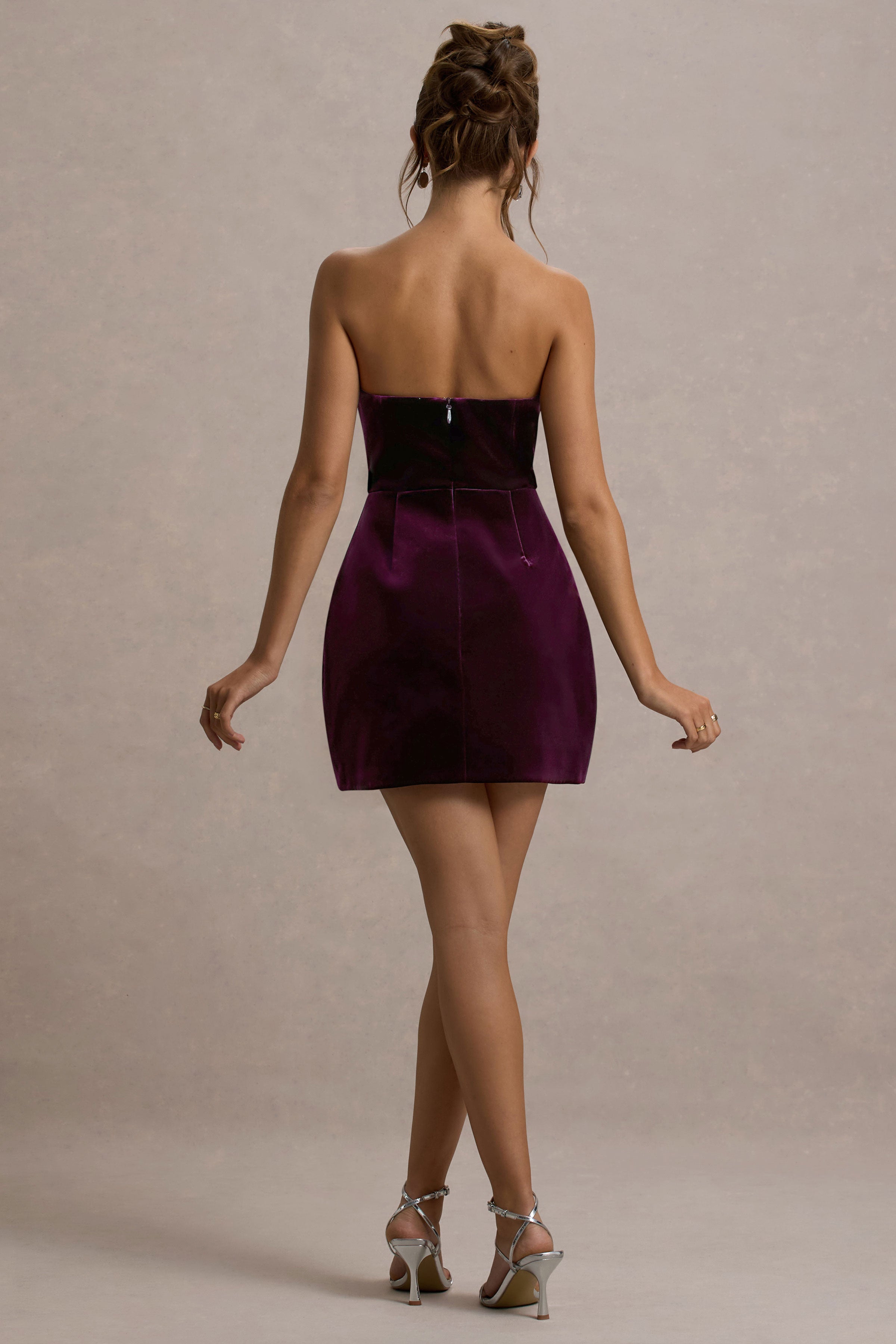 Naia | Port Velvet Embellished Bandeau Mini Dress