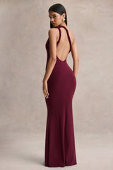 Ottilie | Burgundy Asymmetric-Neck Maxi Dress