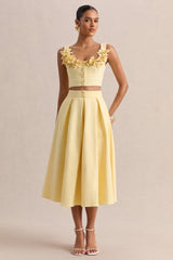Caprielle | Lemon Scoop-Neck Crop-Top With Corsage Detailing