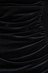 Jovita | Black Velvet Cowl-Neck Maxi Dress With Gathered-Detailing